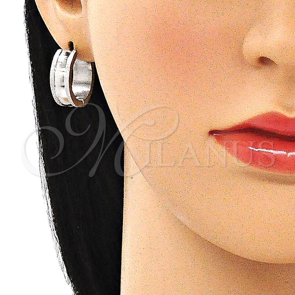 Stainless Steel Hoop Earrings — Huggie Hoop Matte 02. — alternate product view — SKU 141333 | Acero Inoxidable aretes de aro — Huggie Hoop Matte 02. — SKU 141333
