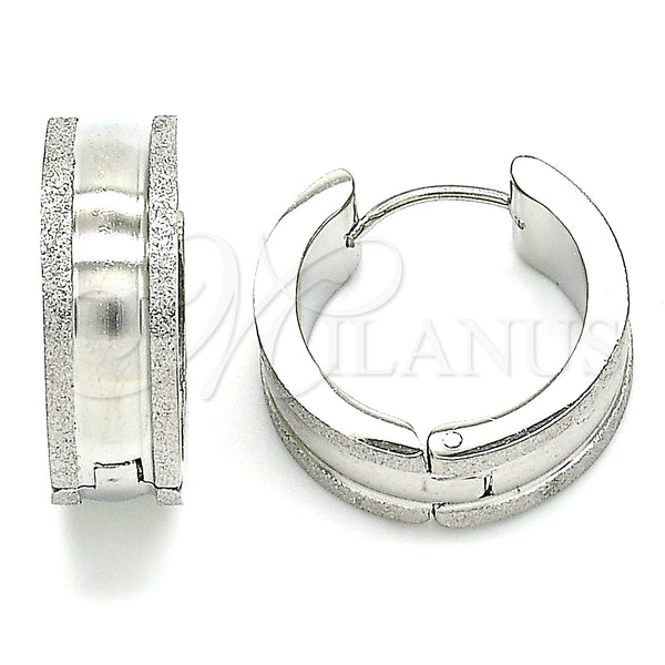 Stainless Steel Hoop Earrings — Huggie Hoop Matte 02. — main product view — SKU 141333 | Acero Inoxidable aretes de aro — Huggie Hoop Matte 02. — SKU 141333