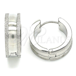 Stainless Steel Hoop Earrings — Huggie Hoop Matte 02. — main product view — SKU 141333 | Acero Inoxidable aretes de aro — Huggie Hoop Matte 02. — SKU 141333
