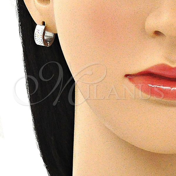 Stainless Steel Hoop Earrings — Huggie Hoop with Aurore Boreale Crystal Polished 02. — alternate product view — SKU 141351 | Acero Inoxidable aretes de aro — Huggie Hoop with Aurore Boreale cristal pulido 02. — SKU 141351