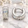Stainless Steel Huggie Hoop, with Aurore Boreale Crystal, Polished, Steel Finish, 02.230.0068.12