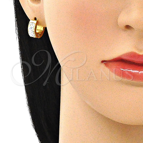 Stainless Steel Hoop Earrings — Huggie Hoop with Aurore Boreale Crystal Polished 02. — alternate product view — SKU 141352 | Acero Inoxidable aretes de aro — Huggie Hoop with Aurore Boreale cristal pulido 02. — SKU 141352