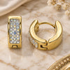 Stainless Steel Huggie Hoop, with Aurore Boreale Crystal, Polished, Golden Finish, 02.230.0068.1.12