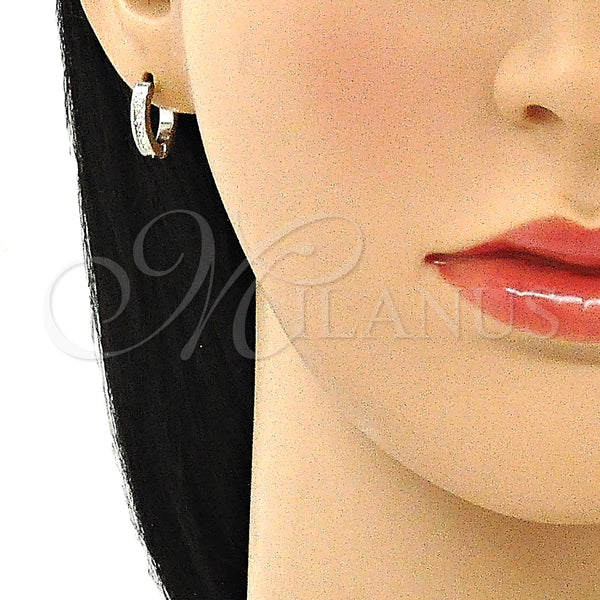 Stainless Steel Hoop Earrings — Huggie Hoop with White Crystal Polished 02. — alternate product view — SKU 141355 | Acero Inoxidable aretes de aro — Huggie Hoop with cristal blanco pulido 02. — SKU 141355
