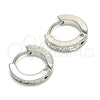 Stainless Steel Huggie Hoop, with White Crystal, Polished, Steel Finish, 02.230.0070.12