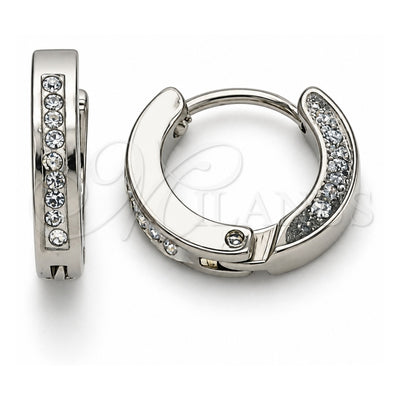 Stainless Steel Huggie Hoop, with White Crystal, Polished, Steel Finish, 02.230.0070.12