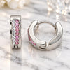 Stainless Steel Huggie Hoop, with Pink and White Crystal, Polished, Steel Finish, 02.230.0072.12