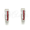 Stainless Steel Huggie Hoop, with Garnet and White Crystal, Polished, Steel Finish, 02.230.0072.1.12