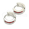Stainless Steel Huggie Hoop, with Garnet and White Crystal, Polished, Steel Finish, 02.230.0072.1.12
