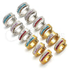 Stainless Steel Huggie Hoop, with Garnet and White Crystal, Polished, Steel Finish, 02.230.0072.1.12