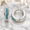 Stainless Steel Huggie Hoop, with Aqua Blue and White Crystal, Polished, Steel Finish, 02.230.0072.2.12