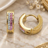 Stainless Steel Huggie Hoop, with Pink and White Crystal, Polished, Golden Finish, 02.230.0072.3.12