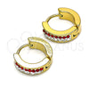 Stainless Steel Huggie Hoop, with Garnet and White Crystal, Polished, Golden Finish, 02.230.0072.4.12