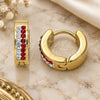 Stainless Steel Huggie Hoop, with Garnet and White Crystal, Polished, Golden Finish, 02.230.0072.4.12