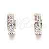 Stainless Steel Huggie Hoop, with Pink and White Crystal, Polished, Steel Finish, 02.230.0073.12