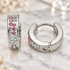 Stainless Steel Huggie Hoop, with Pink and White Crystal, Polished, Steel Finish, 02.230.0073.12