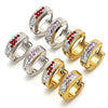 Stainless Steel Huggie Hoop, with Pink and White Crystal, Polished, Steel Finish, 02.230.0073.12