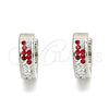 Stainless Steel Huggie Hoop, with Garnet and White Crystal, Polished, Steel Finish, 02.230.0073.1.12