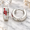 Stainless Steel Huggie Hoop, with Garnet and White Crystal, Polished, Steel Finish, 02.230.0073.1.12