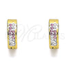 Stainless Steel Huggie Hoop, with Pink and White Crystal, Polished, Golden Finish, 02.230.0073.2.12
