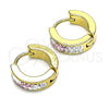 Stainless Steel Huggie Hoop, with Pink and White Crystal, Polished, Golden Finish, 02.230.0073.2.12