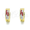 Stainless Steel Huggie Hoop, with Garnet and White Crystal, Polished, Golden Finish, 02.230.0073.3.12