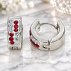 Stainless Steel Huggie Hoop, with Garnet and White Crystal, Polished, Steel Finish, 02.230.0074.12