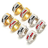 Stainless Steel Huggie Hoop, with Garnet and White Crystal, Polished, Steel Finish, 02.230.0074.12