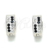 Stainless Steel Huggie Hoop, with Black and White Crystal, Polished, Steel Finish, 02.230.0074.1.12