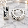 Stainless Steel Huggie Hoop, with Black and White Crystal, Polished, Steel Finish, 02.230.0074.1.12