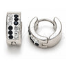 Stainless Steel Huggie Hoop, with Black and White Crystal, Polished, Steel Finish, 02.230.0074.1.12