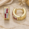 Stainless Steel Huggie Hoop, with Garnet and White Crystal, Polished, Golden Finish, 02.230.0074.2.12