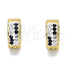 Stainless Steel Huggie Hoop, with Black and White Crystal, Polished, Golden Finish, 02.230.0074.3.12