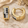 Stainless Steel Huggie Hoop, with Black and White Crystal, Polished, Golden Finish, 02.230.0074.3.12