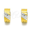 Stainless Steel Huggie Hoop, with White Crystal, Polished, Golden Finish, 02.230.0045.3.12