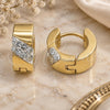 Stainless Steel Huggie Hoop, with White Crystal, Polished, Golden Finish, 02.230.0045.3.12