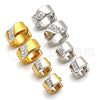 Stainless Steel Huggie Hoop, with White Crystal, Polished, Golden Finish, 02.230.0045.3.12