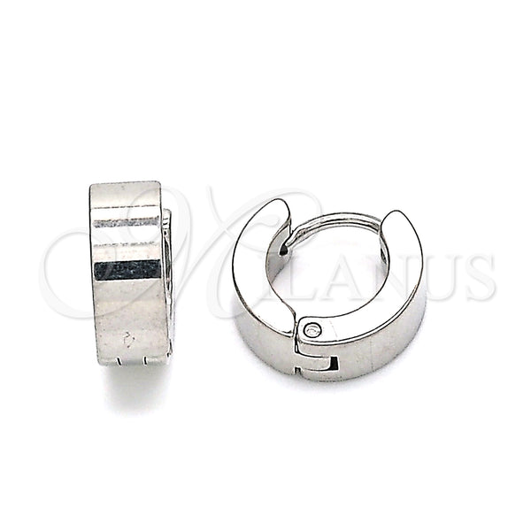 Stainless Steel Hoop Earrings — Huggie Hoop Polished 02. — main product view — SKU 141385 | Acero Inoxidable aretes de aro — Huggie Hoop pulido 02. — SKU 141385