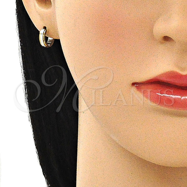 Stainless Steel Hoop Earrings — Huggie Hoop Polished Two Tone 02. — alternate product view — SKU 141387 | Acero Inoxidable aretes de aro — Huggie Hoop pulido Two Tone 02. — SKU 141387
