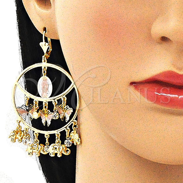 Gold Filled Ring — Long Earring Guadalupe and Butterfly Design with White — alternate product view — SKU 141391 | Oro Laminado anillo — Long Earring Guadalupe and Butterfly diseño with blanco — SKU 141391