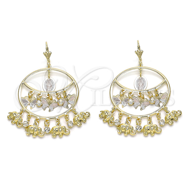 Gold Filled Ring — Long Earring Guadalupe and Butterfly Design with White — main product view — SKU 141391 | Oro Laminado anillo — Long Earring Guadalupe and Butterfly diseño with blanco — SKU 141391