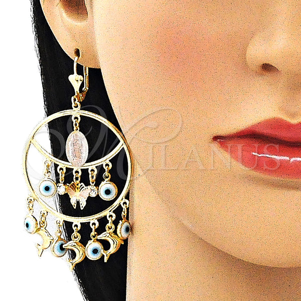 Gold Filled Ring — Long Earring Guadalupe and Butterfly Design White Resin — alternate product view — SKU 141394 | Oro Laminado anillo — Long Earring Guadalupe and Butterfly diseño blanco Resin — SKU 141394