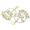 Oro Laminado Long Earring, Gold Filled Style Guadalupe and Butterfly Design, White Resin Finish, Tricolor, 02.331.0035