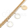 Oro Laminado Charm Anklet , Gold Filled Style Curb Design, Polished, Golden Finish, 03.331.0128.10 (12 MM Thickness, 10 Inches Length)