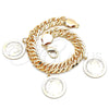 Oro Laminado Charm Anklet , Gold Filled Style Curb Design, Polished, Golden Finish, 03.331.0128.10 (12 MM Thickness, 10 Inches Length)