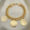 Oro Laminado Charm Anklet , Gold Filled Style Curb Design, Polished, Golden Finish, 03.331.0128.10 (12 MM Thickness, 10 Inches Length)