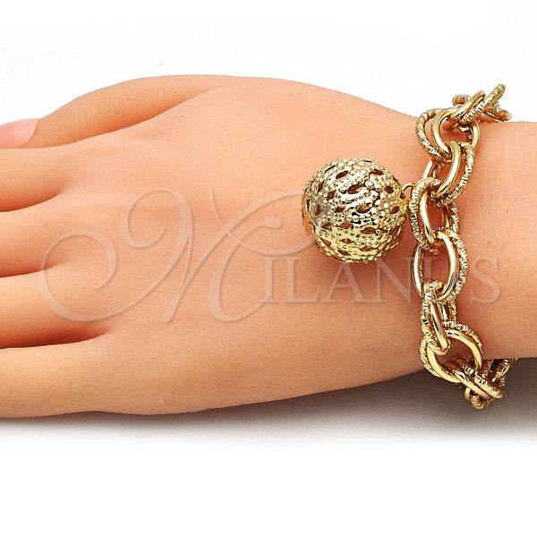 Gold Filled Bracelet — Charm Bracelet Ball Design Polished 03. 12 MM — alternate product view — SKU 141398 | Oro Laminado brazalete — Charm Bracelet Ball diseño pulido 03. 12 MM — SKU 141398