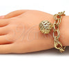 Oro Laminado Charm Bracelet, Gold Filled Style Ball Design, Polished, Golden Finish, 03.331.0129.08 (12 MM Thickness, 8 Inches Length)