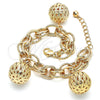 Oro Laminado Charm Bracelet, Gold Filled Style Ball Design, Polished, Golden Finish, 03.331.0129.08 (12 MM Thickness, 8 Inches Length)