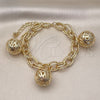 Oro Laminado Charm Bracelet, Gold Filled Style Ball Design, Polished, Golden Finish, 03.331.0129.08 (12 MM Thickness, 8 Inches Length)
